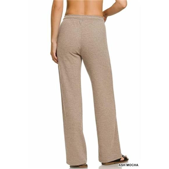 Zenana Ribbed Drawstring Lounge Pants - Picture 3 of 3